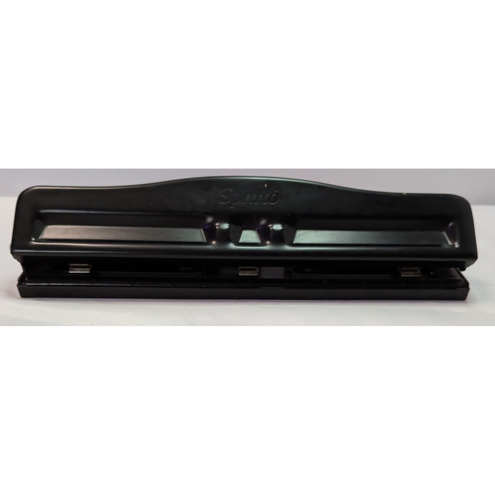 Sparco 3 Hole Paper Punch Adjustable Desktop Black Good Heavy Duty Metal Office